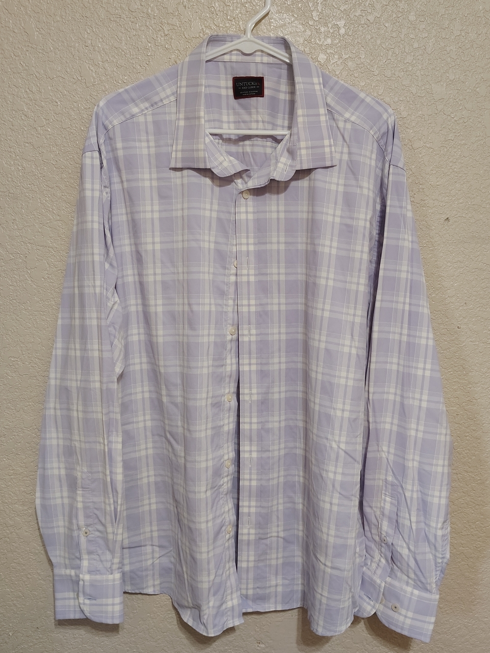 UNTUCKit Lavender and White Plaid Dress Shirt